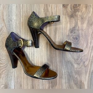 Giuseppe Zanotti Design Metallic Snakeskin Ankle Strap Heels EU 38